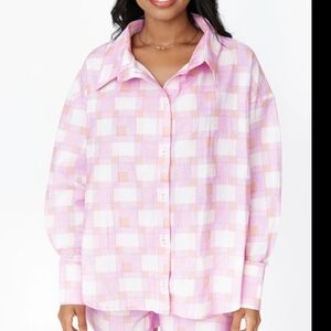 NWT Smash + Tess Malia Hawaiian Check Long Sleeve Button  Front Shirt